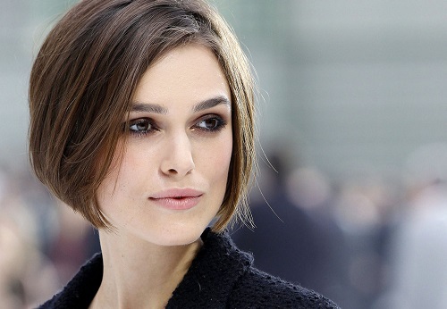 Keira Knightley looking to her left